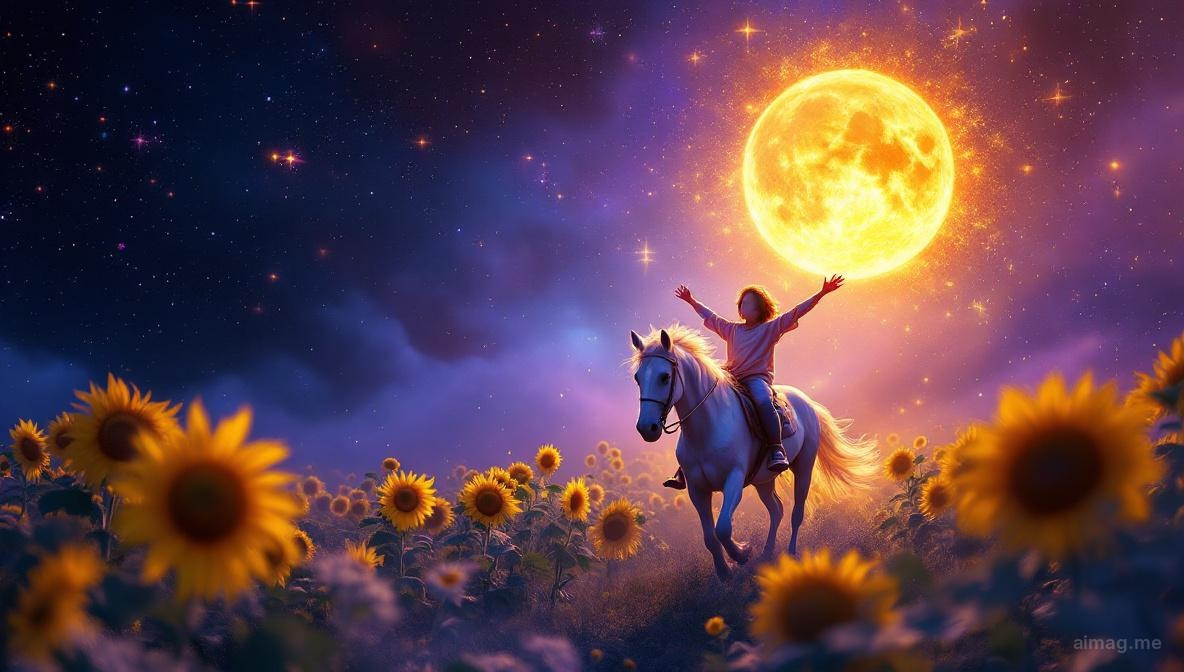 A sunlit garden in full bloom with warm golden light casting no shadows, vibrant flowers open wide toward a brilliant sky