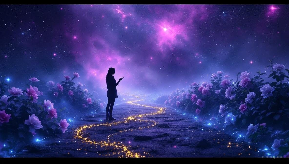 A tarot card face-down on a dark cracked mirror surface with red thread wrapped around it, symbolizing entanglement and the hidden nature of toxic relationship patterns