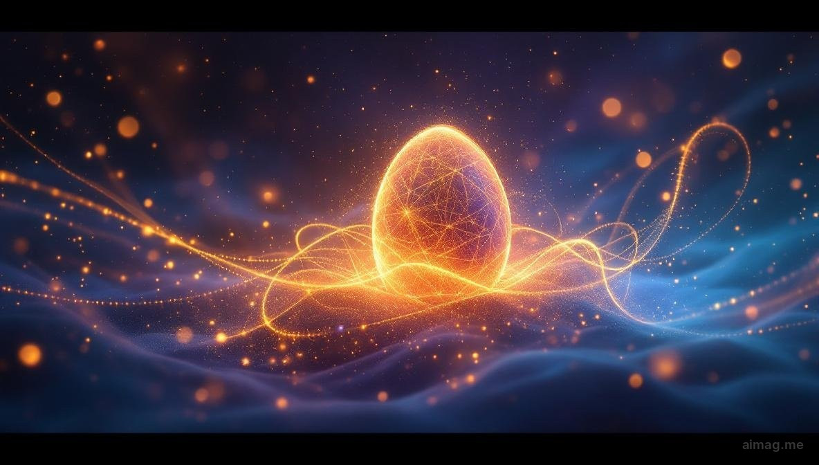 Tarot cards on a linen tablecloth beside painted Easter eggs, lamb figures, and spring branches, warm light symbolizing rebirth and new beginnings