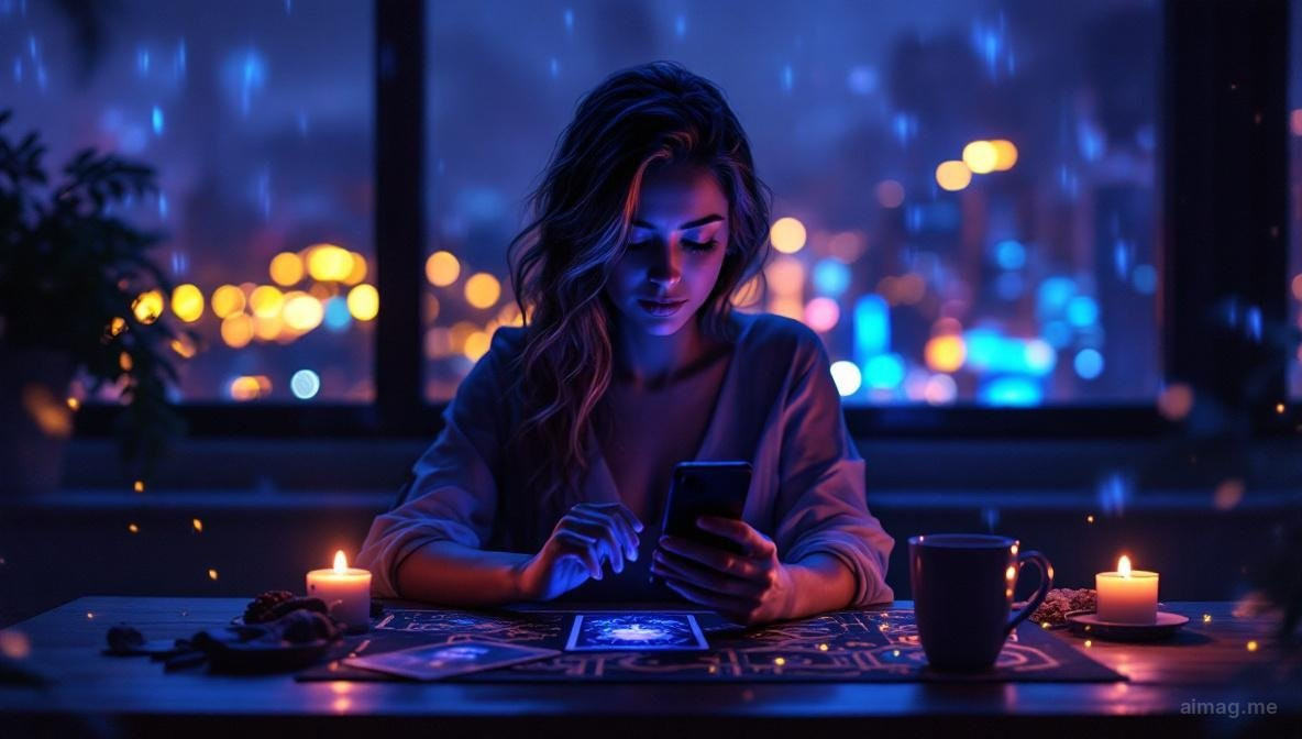 A single tarot card lying face-up on a dark wooden table beside two cups — one tipped over, one upright — with warm golden light suggesting the tension between hope and acceptance