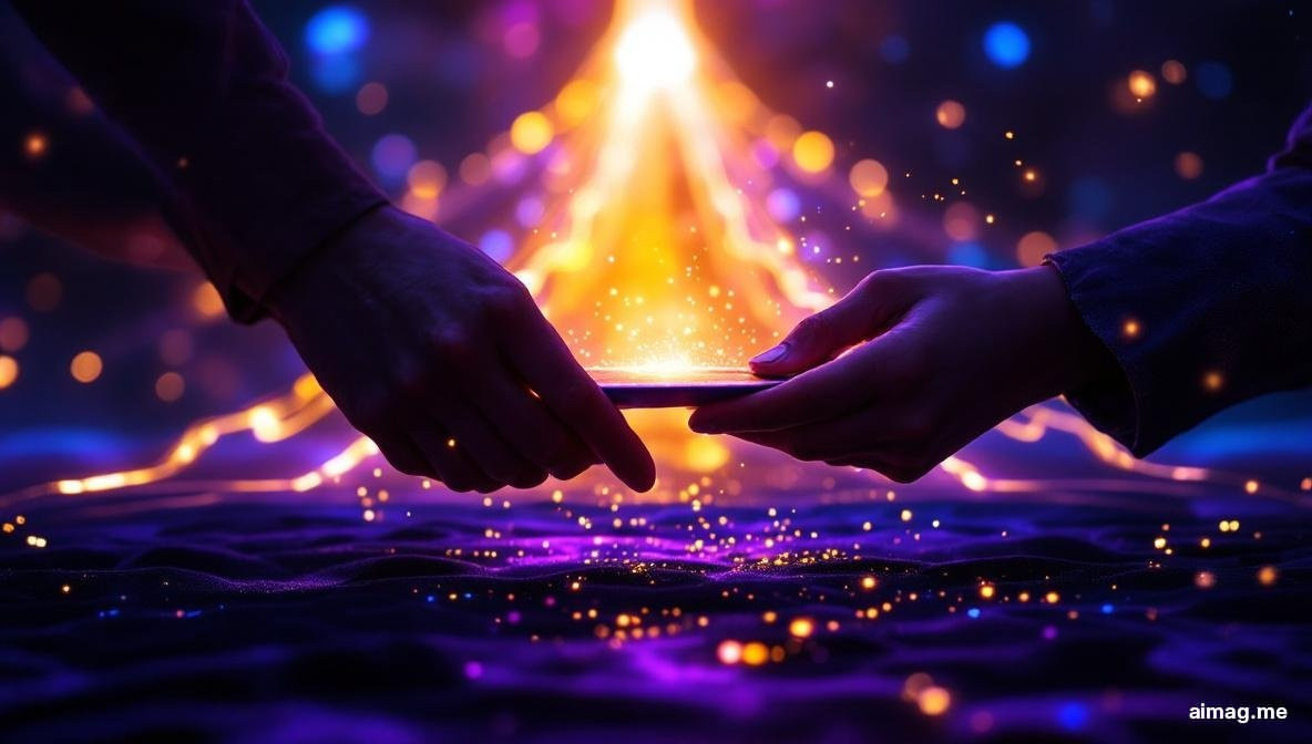 A single tarot card being drawn from a deck on a dark surface with two soft lights on either side suggesting yes and no, creating a moment of decisive contemplation